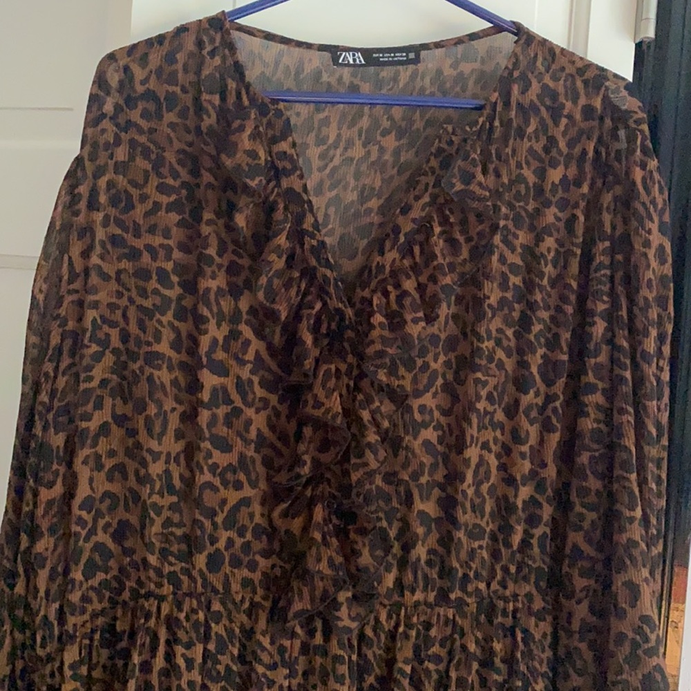 Zara black/brown animal print dress.